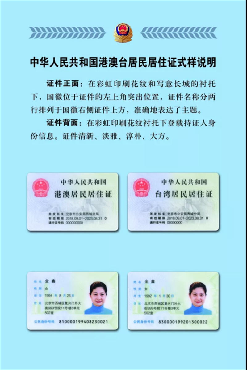 中华人民共和国港澳台居民居住证式样