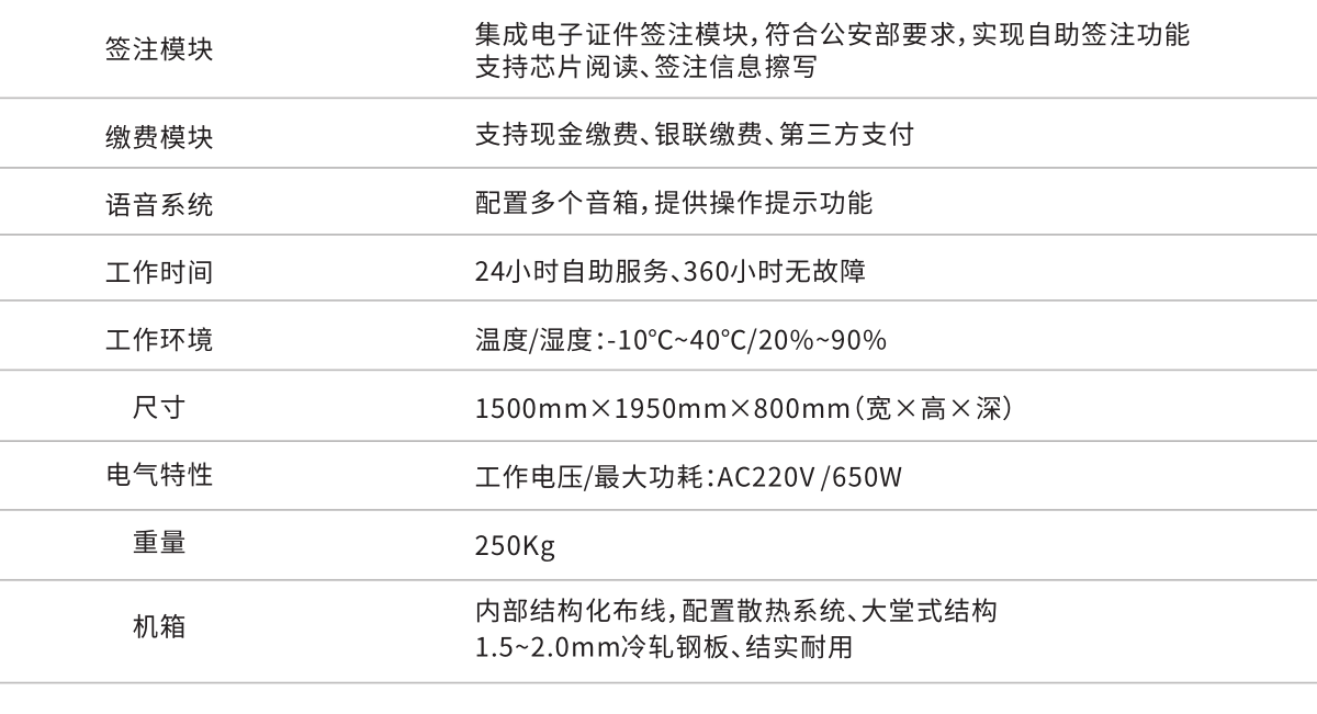 拍照申请一体机参数